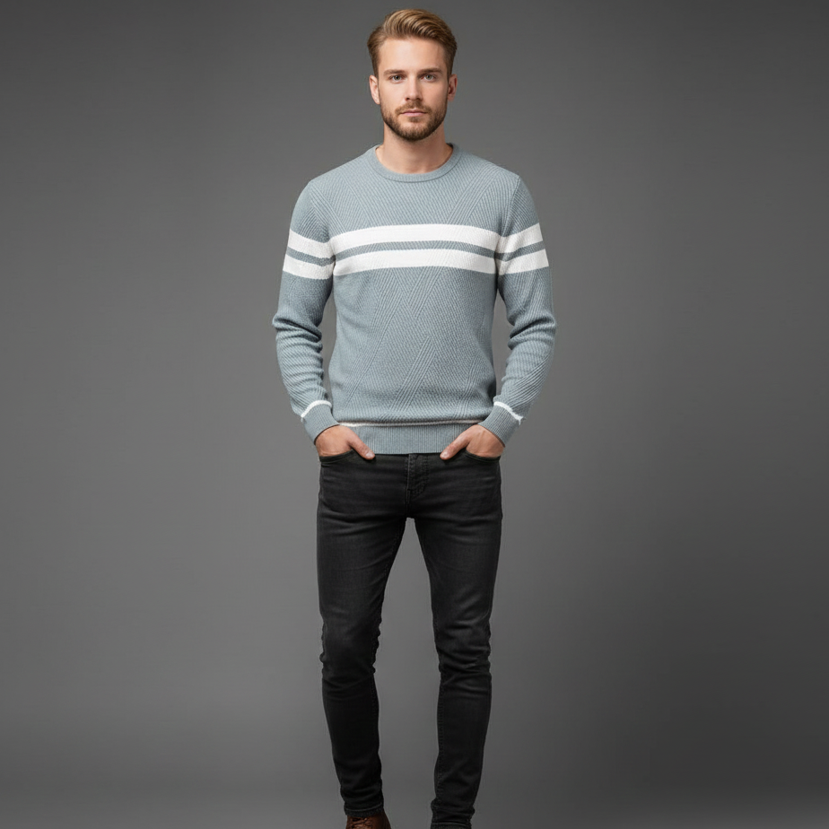 Men’s Striped Crew Neck Knit Jumper