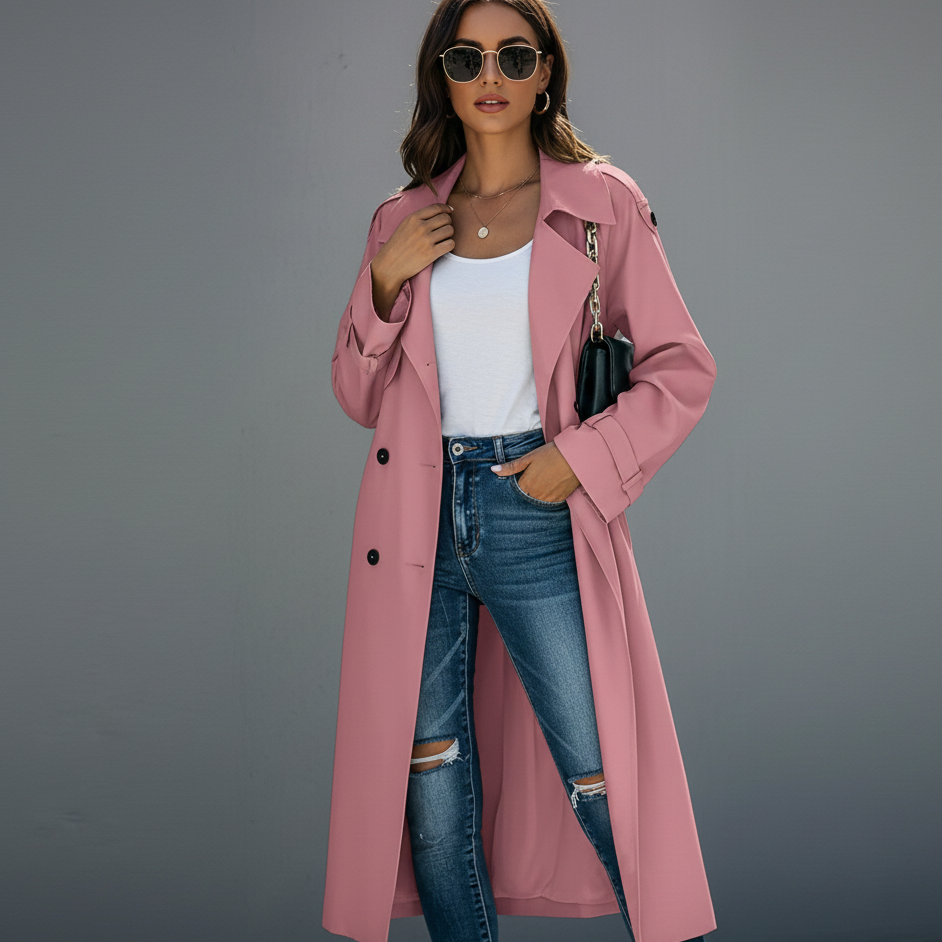 Women’s Double-Breasted Belted Trench Coat