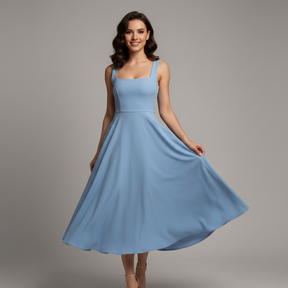 Victoria | Elegant Square Neck for Wedding Guest Dress