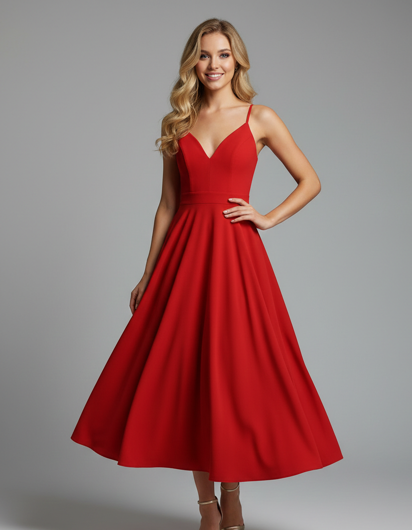 Sophia | Elegant Strappy Midi Wedding Guest Dress