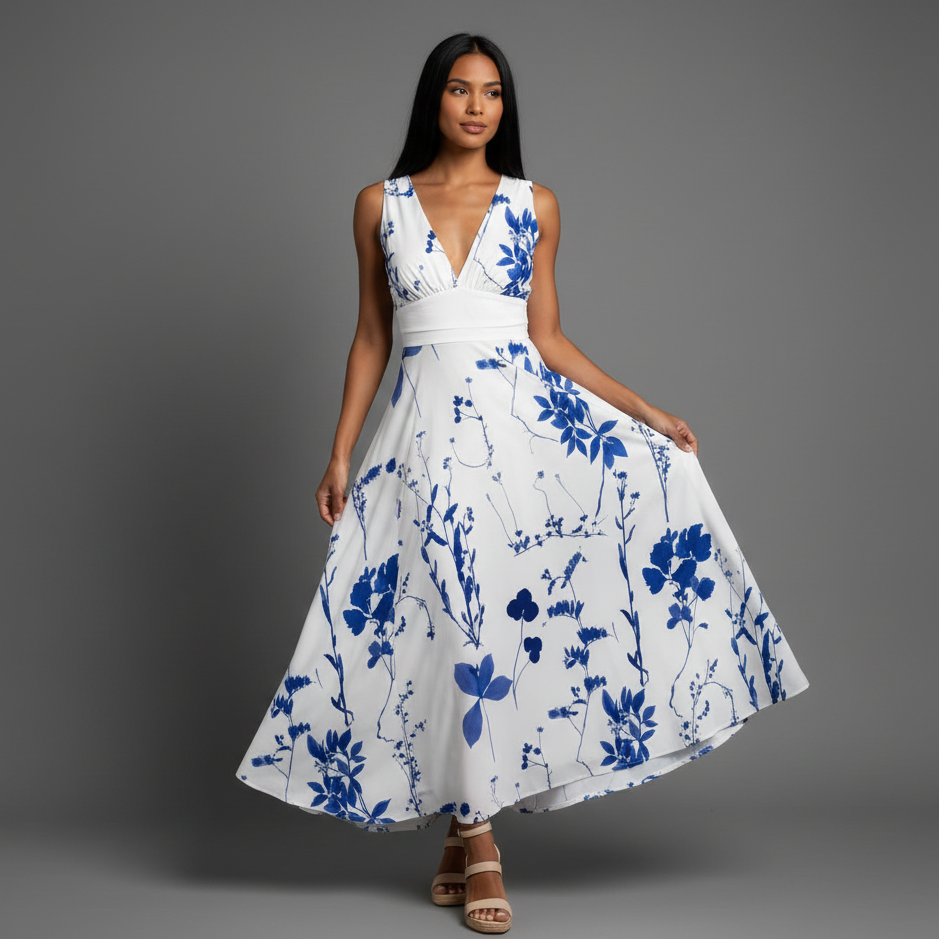Mary | Elegant Floral Plus Size Maxi Dress for Wedding Guests