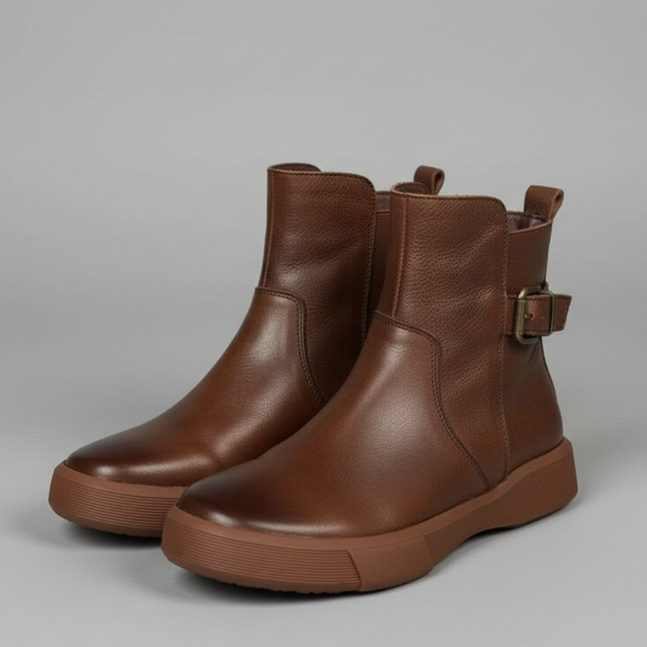 Women’s Mid-Ankle Boots with Side Buckle