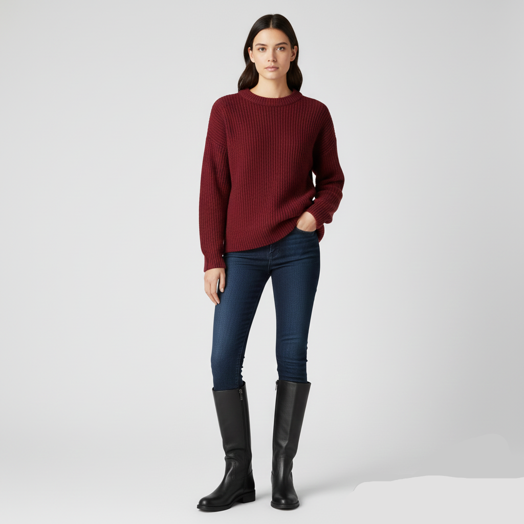 Women’s Black Knee High Boots with Buckle