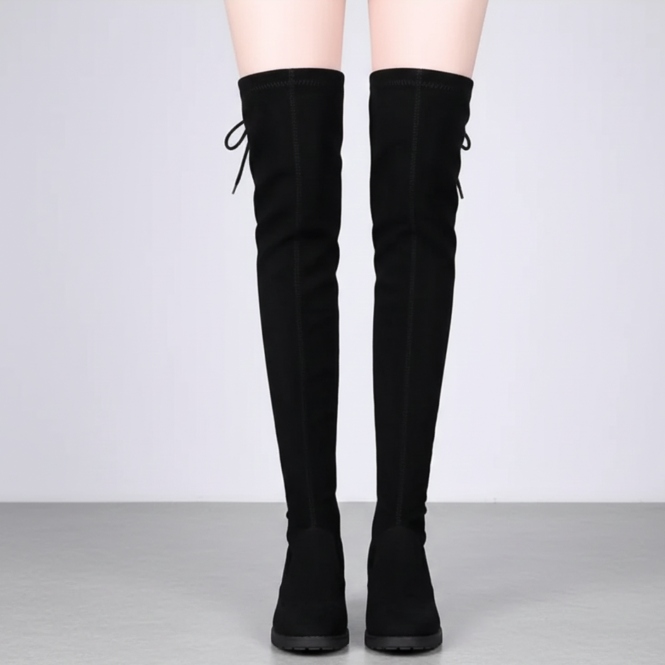 Women’s Lace-Up Over-the-Knee Boots with Chunky Heel