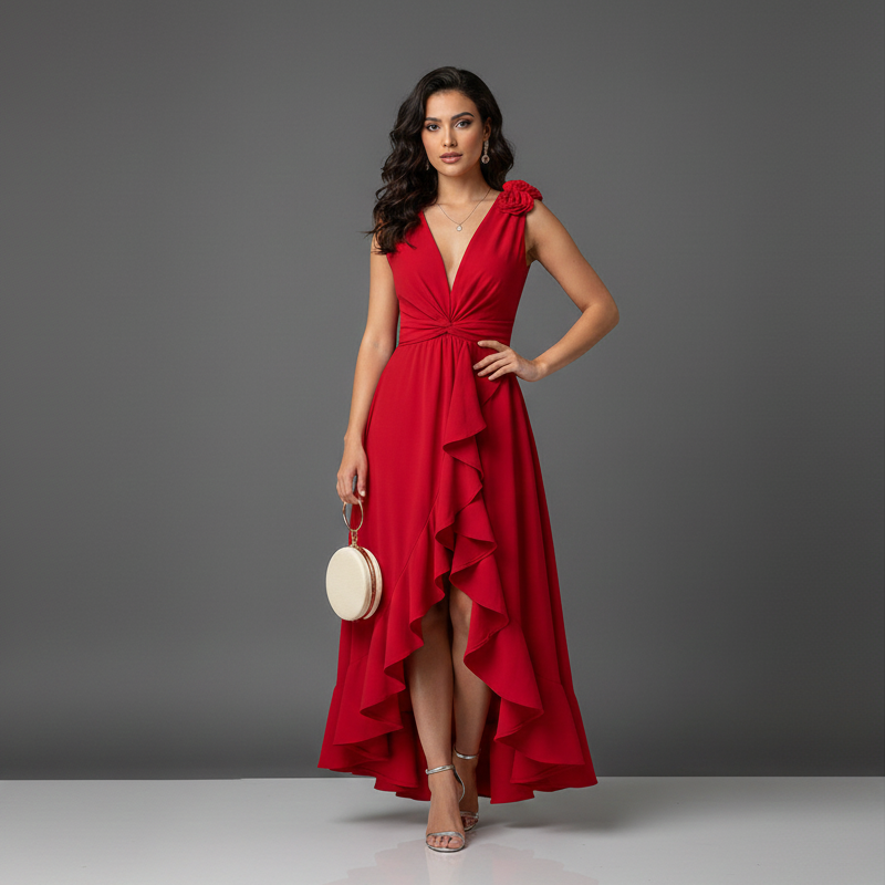 Women’s Asymmetrical Hem Fit & Flare Dress