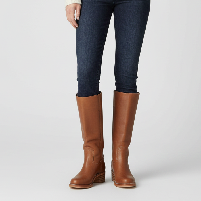 Women’s Knee High Boots with Stacked Heel