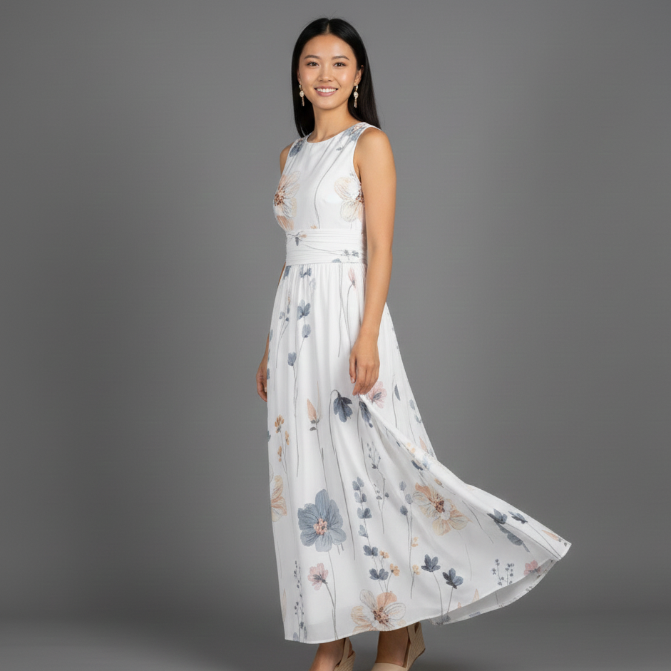 Mary | Elegant Floral Plus Size Maxi Dress for Wedding Guests