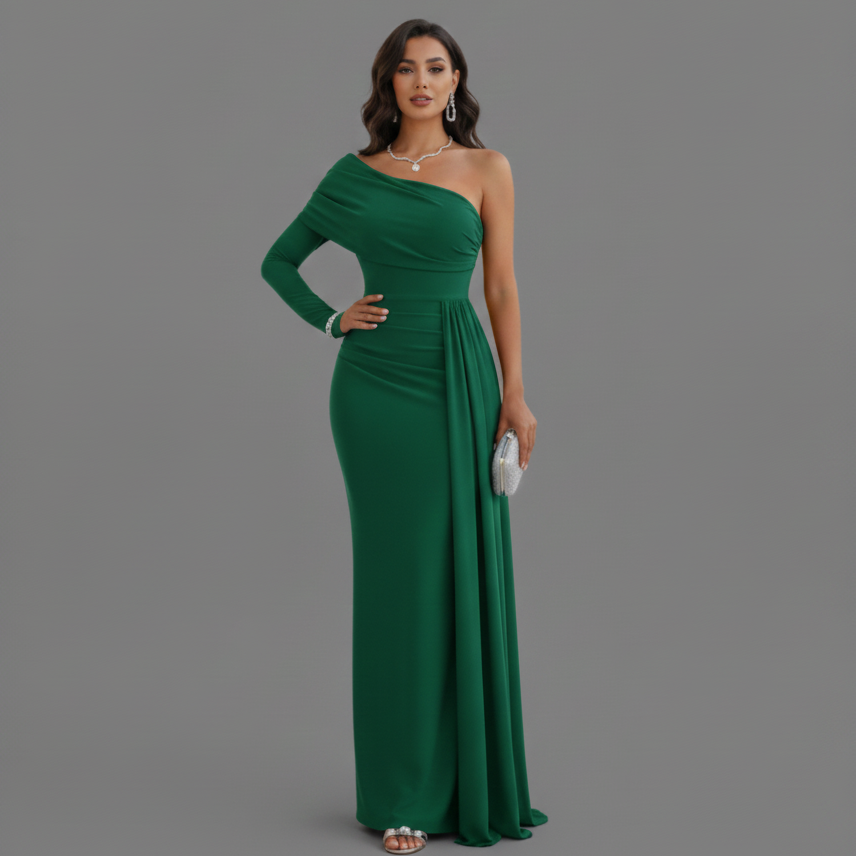 Women’s One Shoulder Asymmetric Maxi Dress