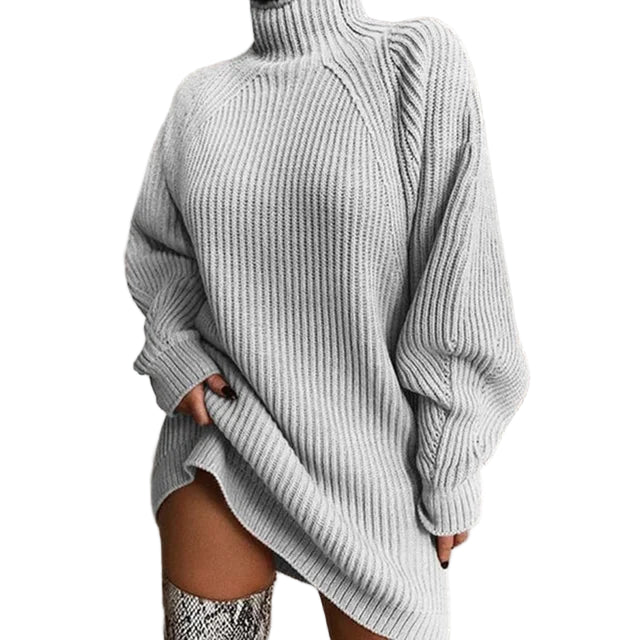 Women’s Oversized High-Neck Balloon Sleeve Sweater Dress