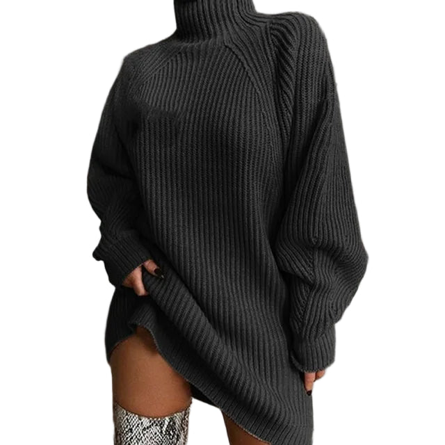 Women’s Oversized High-Neck Balloon Sleeve Sweater Dress