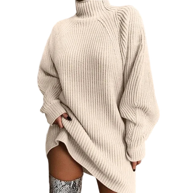 Women’s Oversized High-Neck Balloon Sleeve Sweater Dress