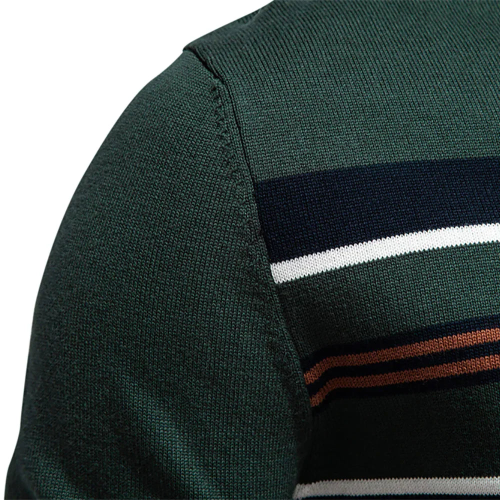 Men’s Half-Zip Striped Knit Jumper