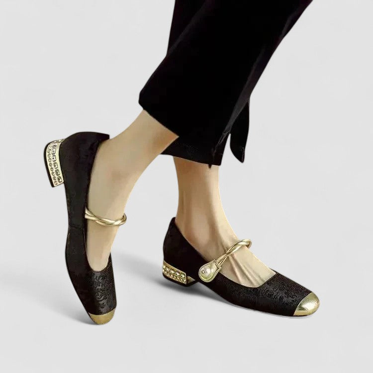 Ivy Collection | Women's Heels with Pearl Strap & Elegant Block Design 5
