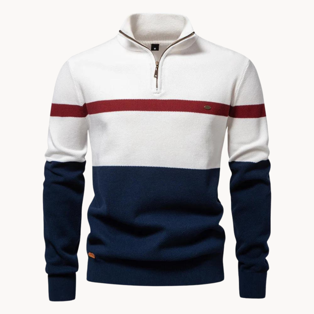 Men’s Color Block Quarter-Zip Knit Jumper