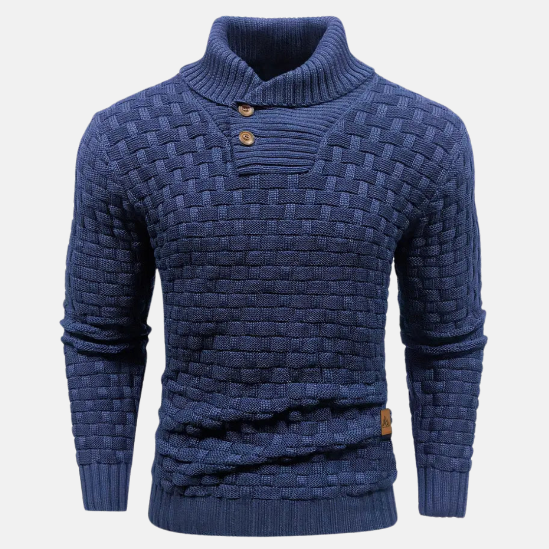 Men’s Textured Knit Jumper with Shawl Collar