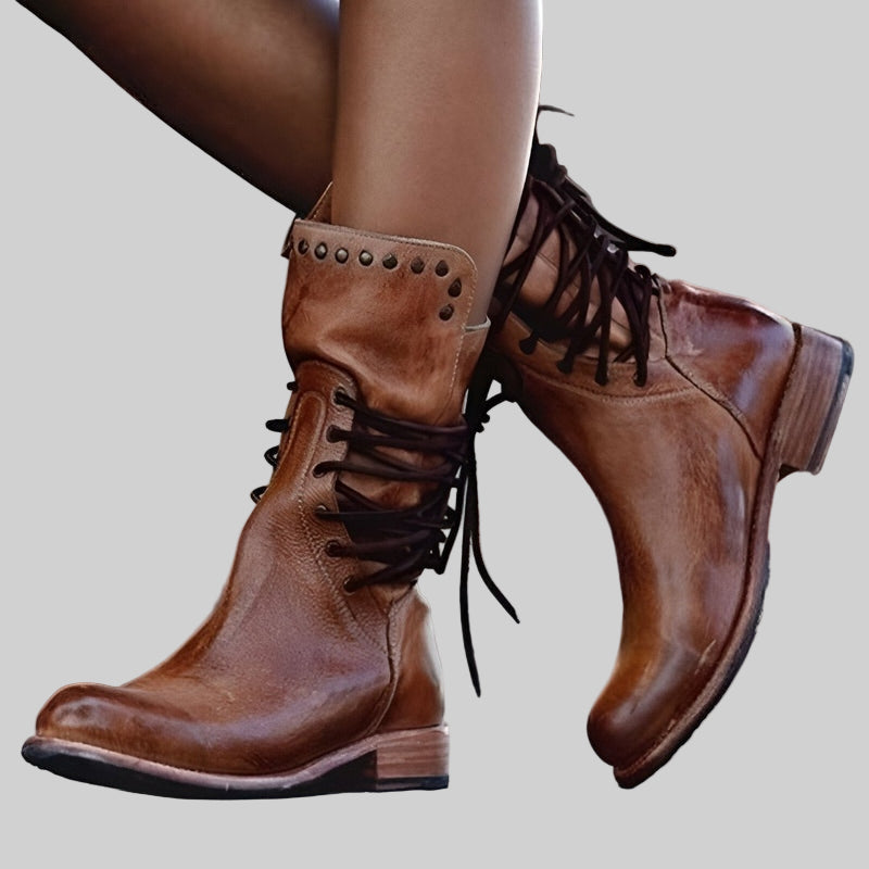 Women’s Lace-Up Ankle Boots with Stud Detail