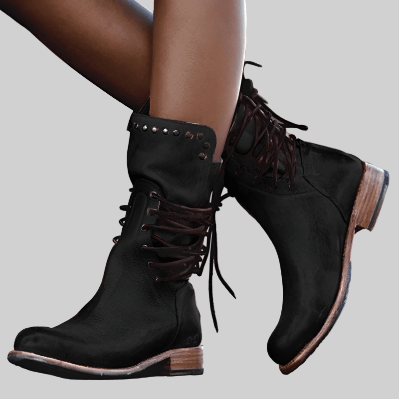 Women’s Lace-Up Ankle Boots with Stud Detail