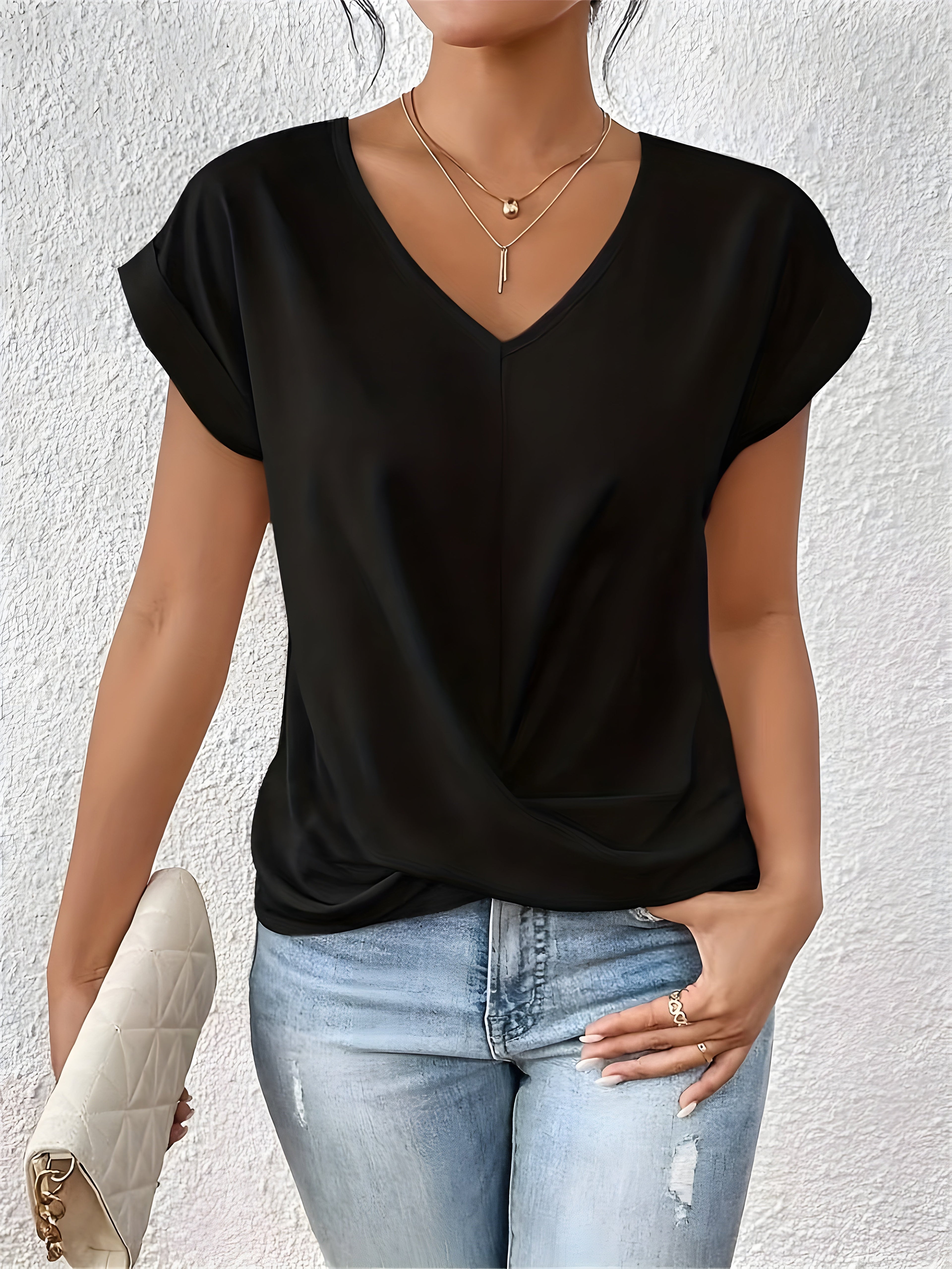 Maia Collection | Women's Top with Twist Front V-Neck Design for Going Out 2