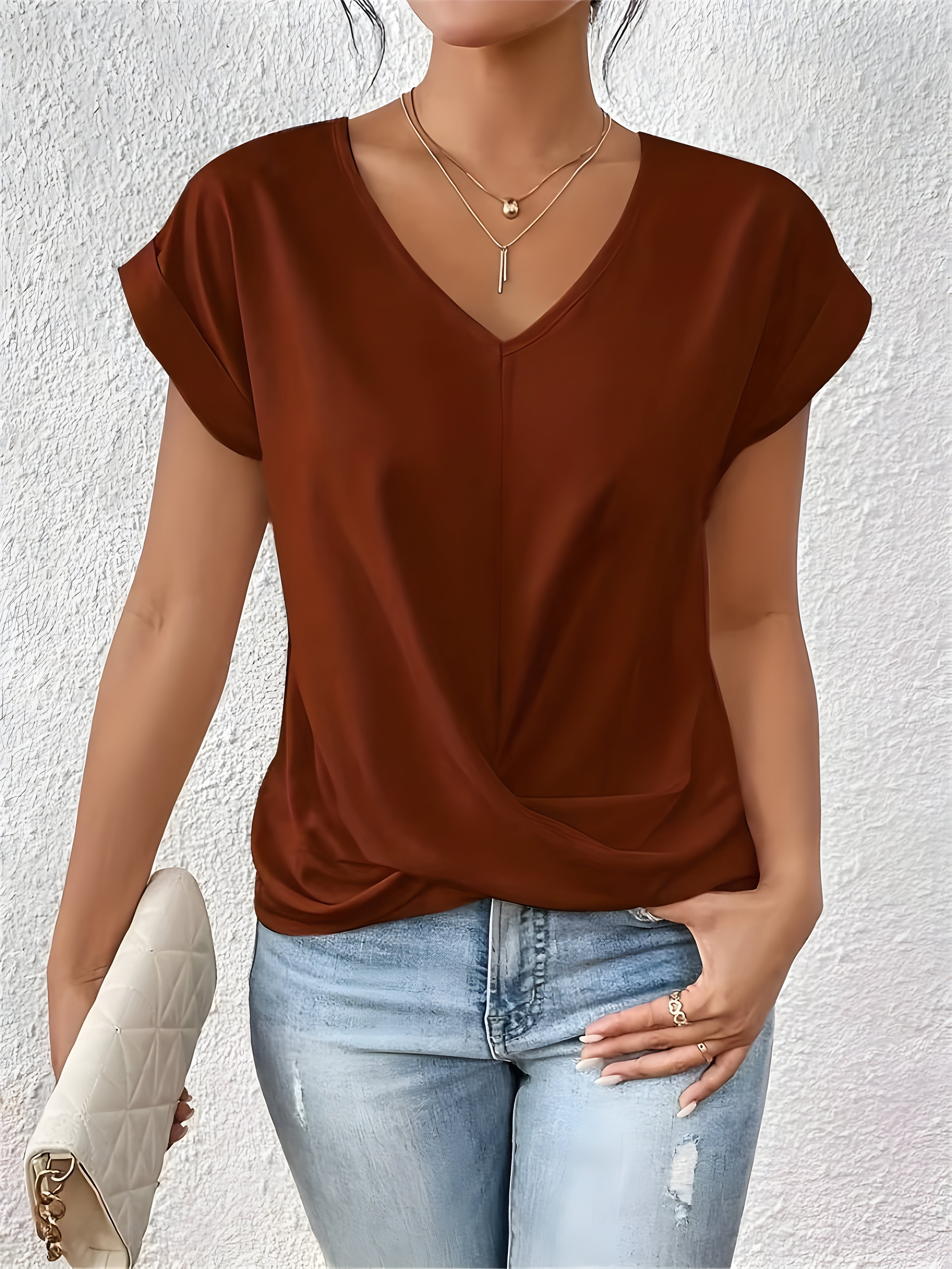 Maia Collection | Women's Top with Twist Front V-Neck Design for Going Out 3