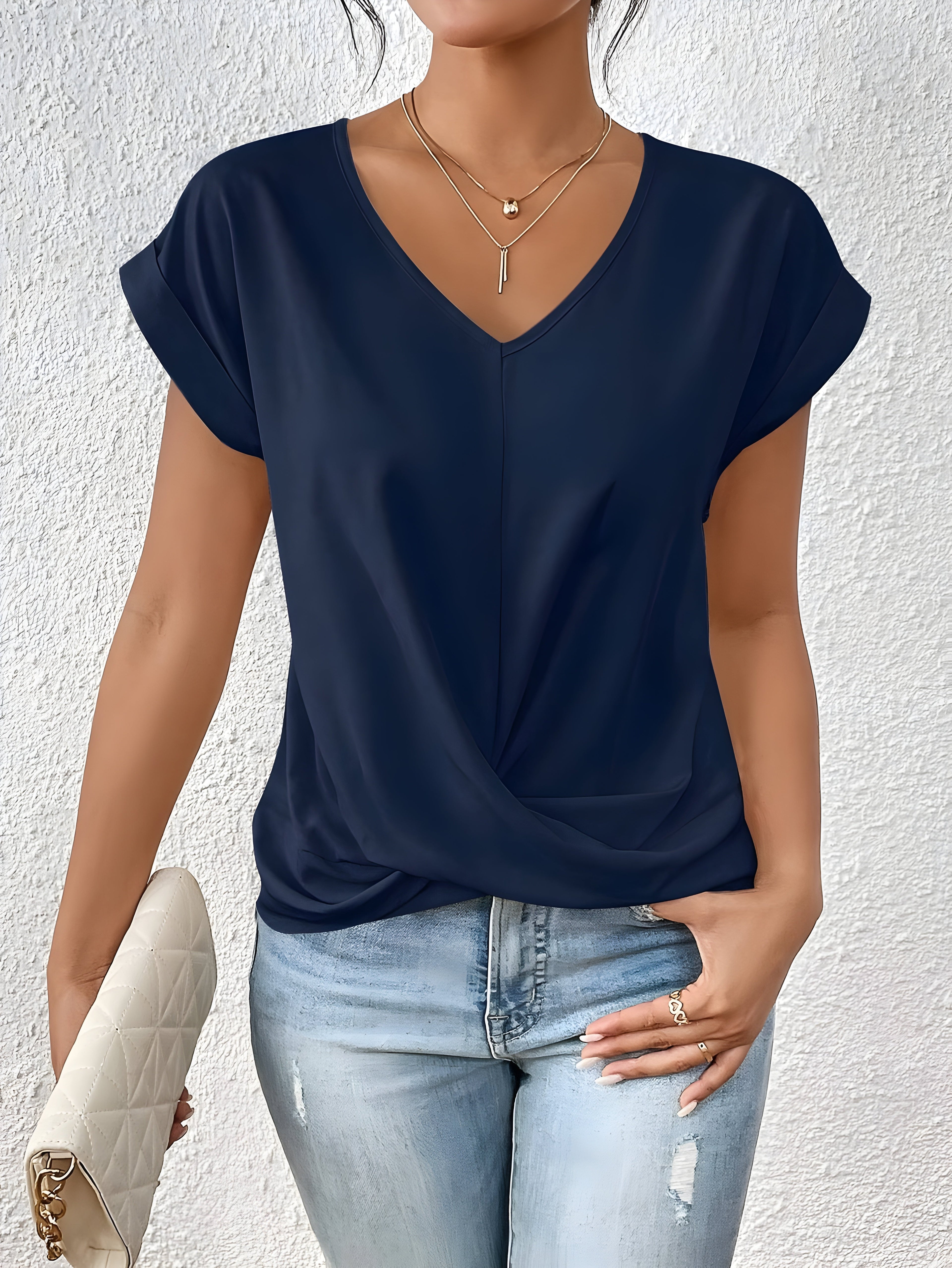 Maia Collection | Women's Top with Twist Front V-Neck Design for Going Out 4