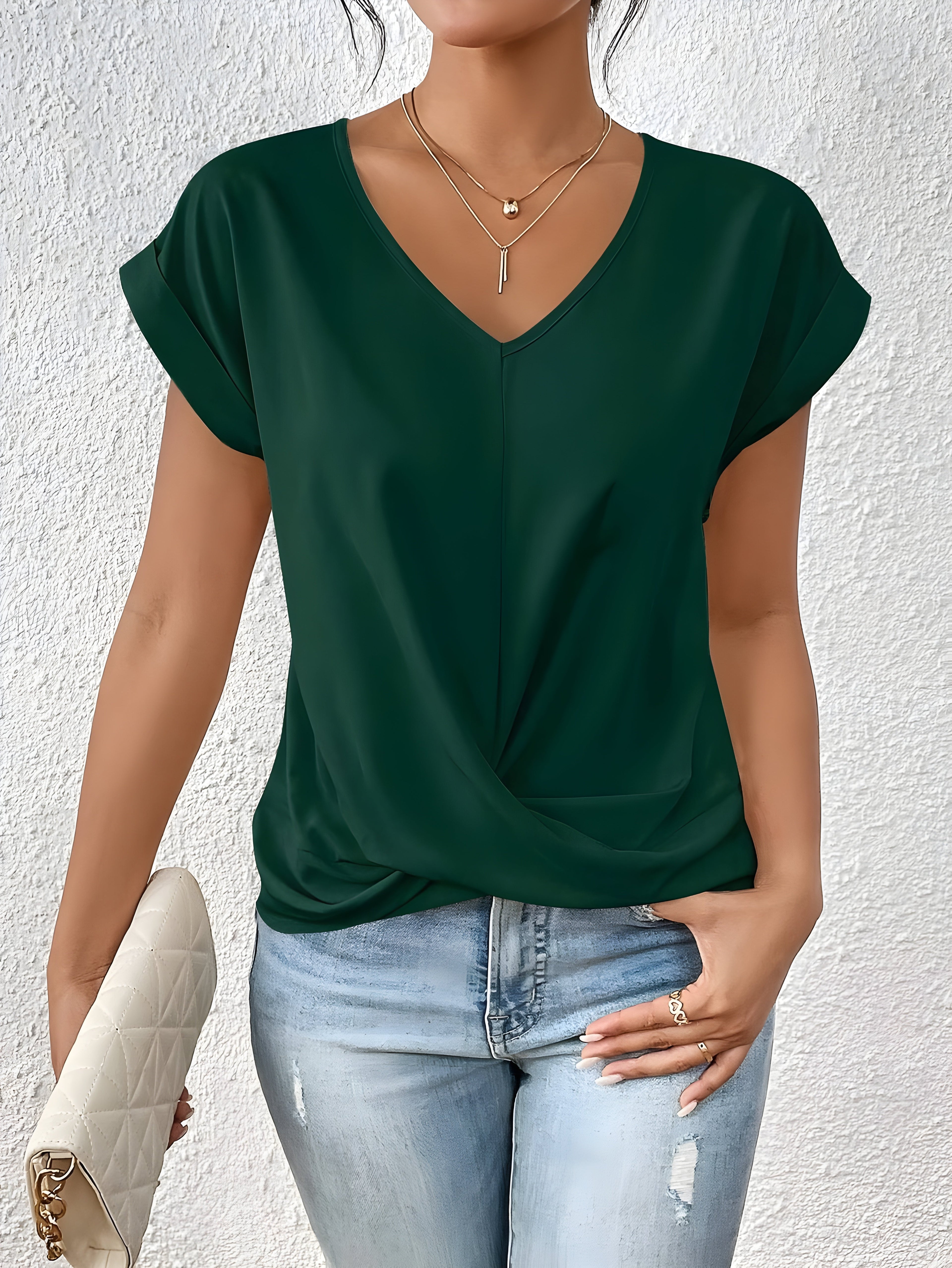 Maia Collection | Women's Top with Twist Front V-Neck Design for Going Out 9