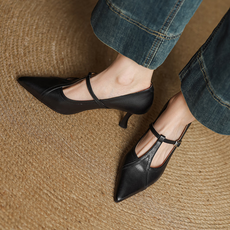 Mia | Elegant Cushioned Leather Heels 8