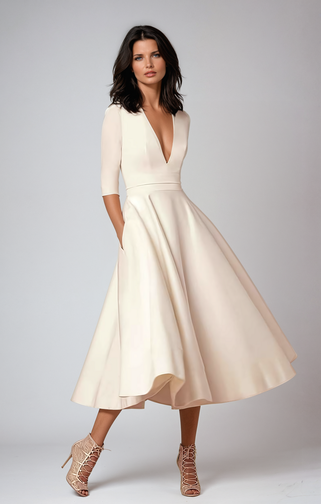 Mia | Elegant Flared Midi Dress for Wedding Guests 0