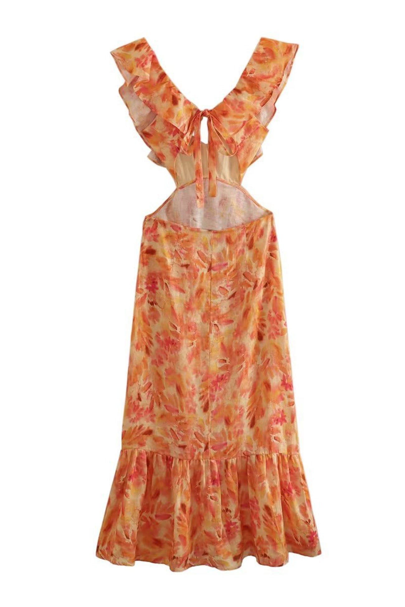 Mia | Elegant Floral Ruffle Maxi Dress 0