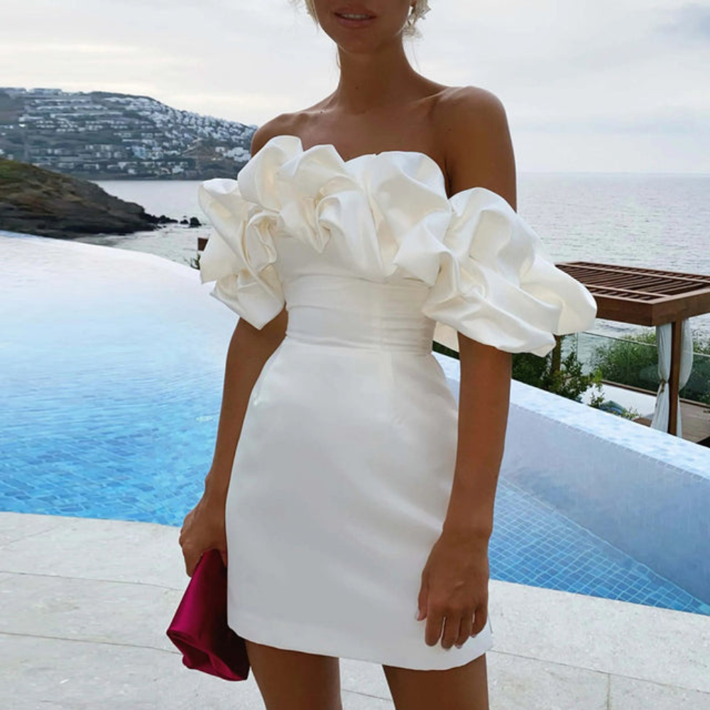 Mia | Elegant Playful Ruffle Cocktail Dress 0