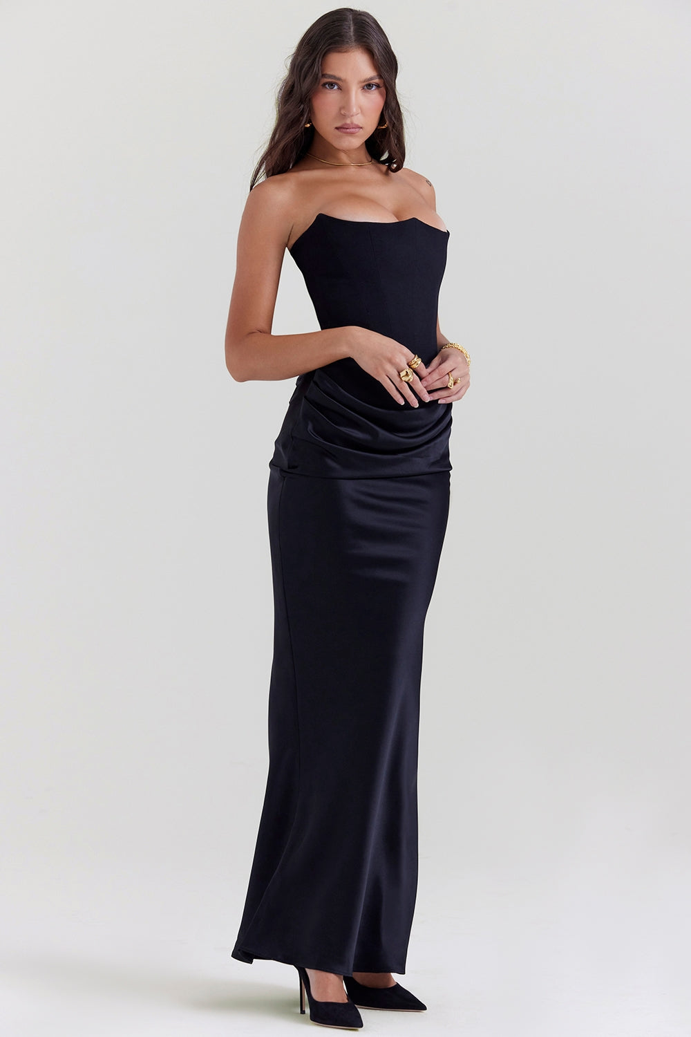 Mia | Elegant Strapless Maxi Wedding Guest Dress for Formal Occasions 1