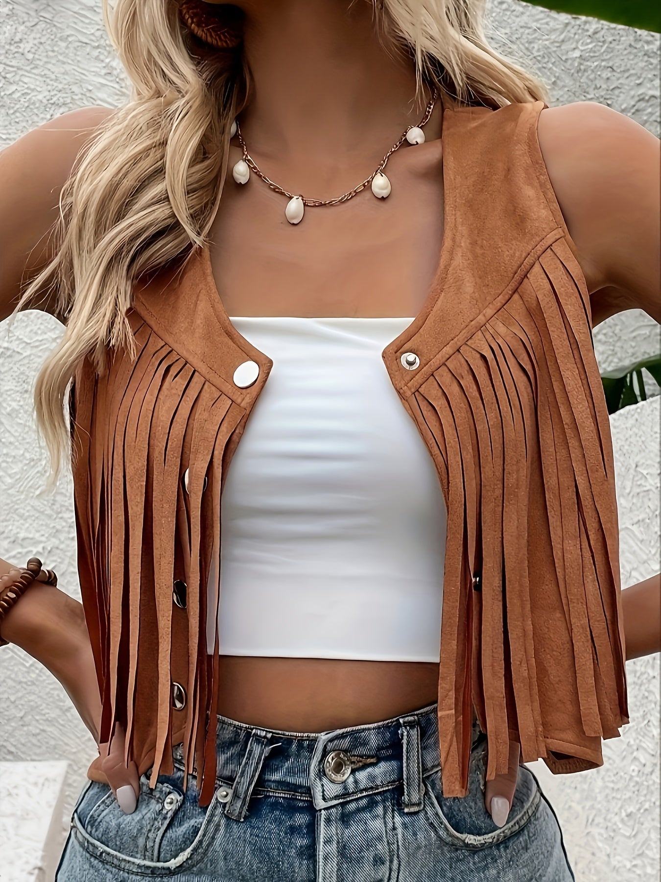 Mia | Modern Cropped Fringe Vest 1