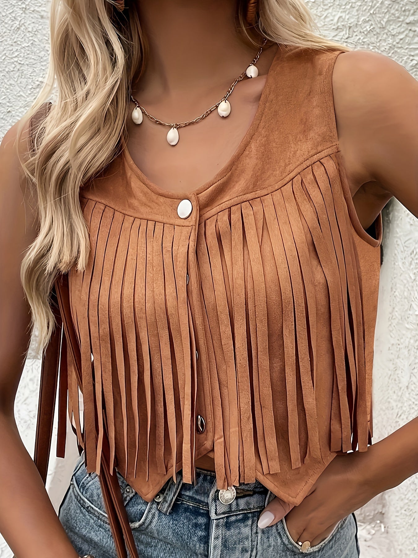 Mia | Modern Cropped Fringe Vest 4