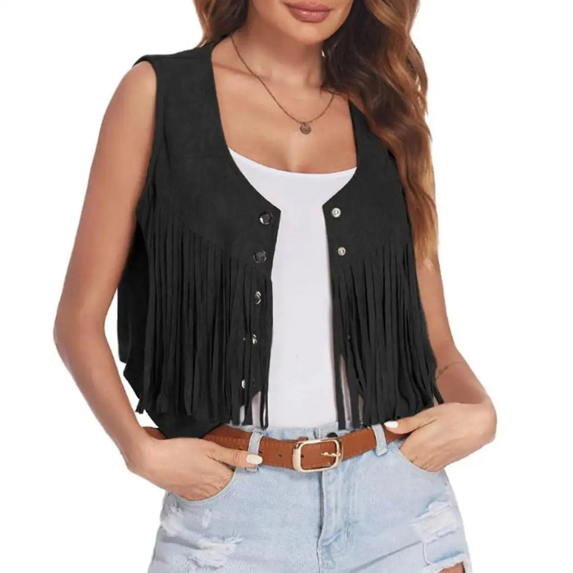 Mia | Modern Cropped Fringe Vest 6