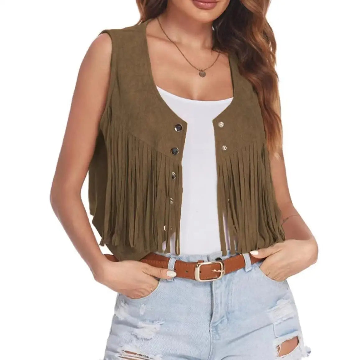 Mia | Modern Cropped Fringe Vest 7