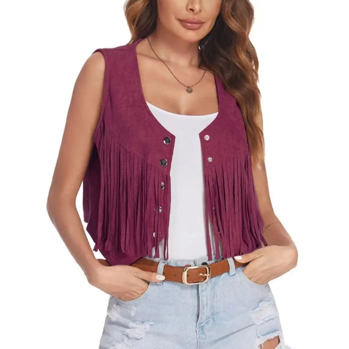 Mia | Modern Cropped Fringe Vest 9