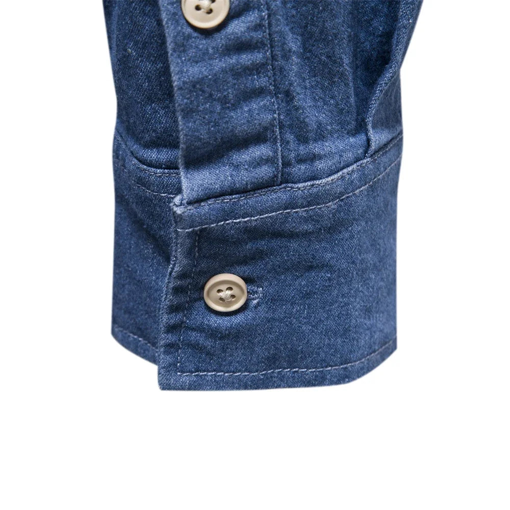Modern Denim Collection | Mens Denim Shirt with Light Blue Button-Up Design 8