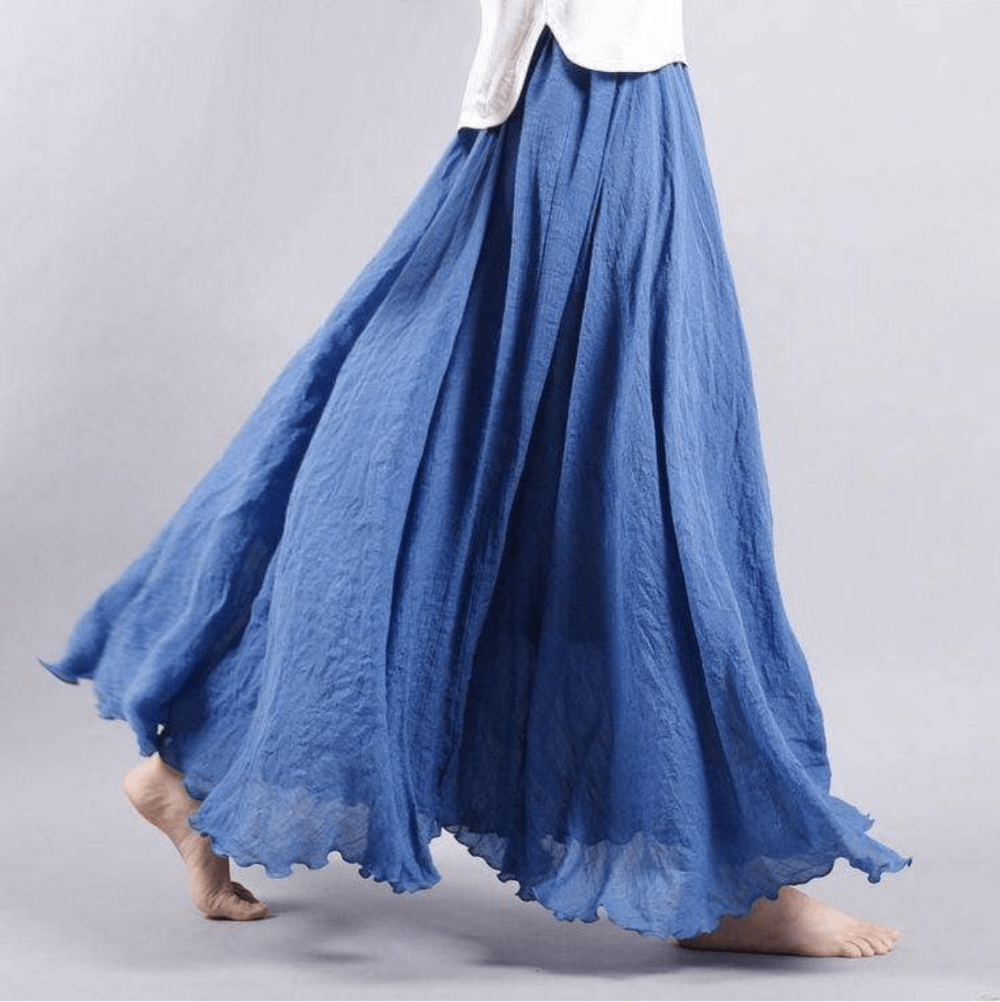 Nahla | Women's Bohemian Linen Maxi Skirt with Flowy Silhouette 2