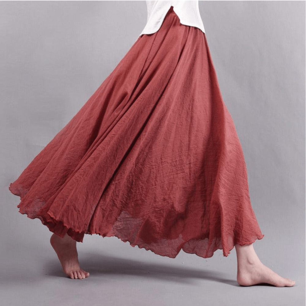 Nahla | Women's Bohemian Linen Maxi Skirt with Flowy Silhouette 4