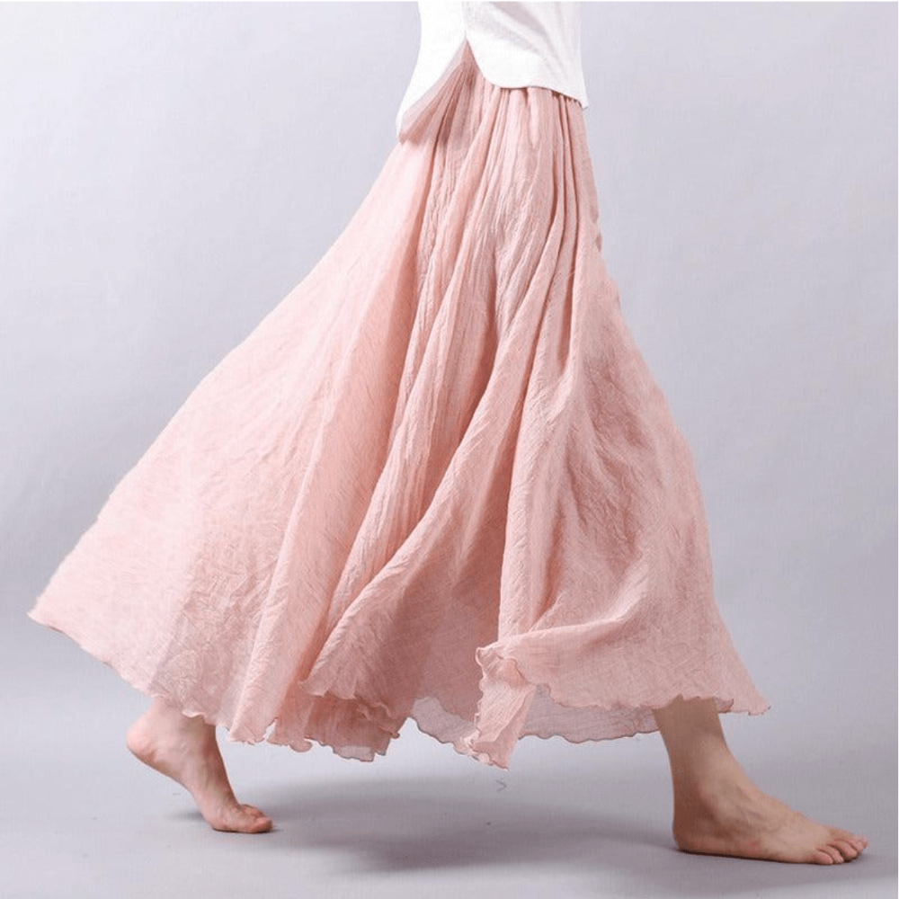 Nahla | Women's Bohemian Linen Maxi Skirt with Flowy Silhouette 5