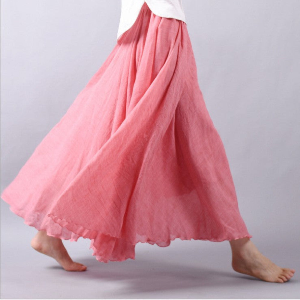 Nahla | Women's Bohemian Linen Maxi Skirt with Flowy Silhouette 6