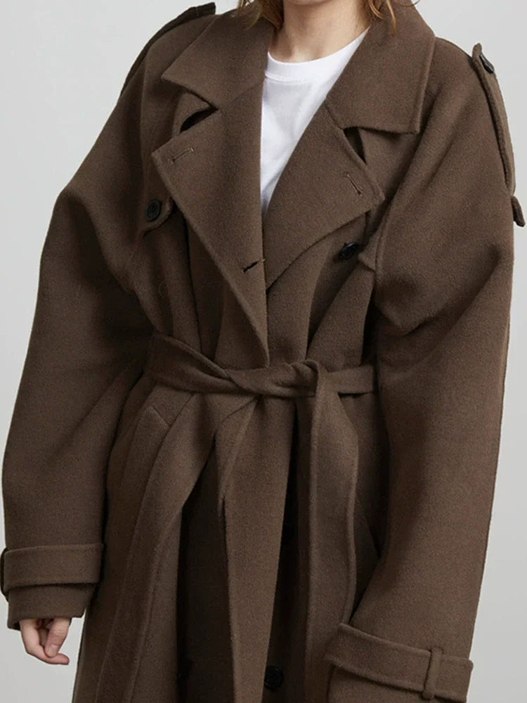 Women’s Full-Length Double-Breasted Oversized Trench Coat