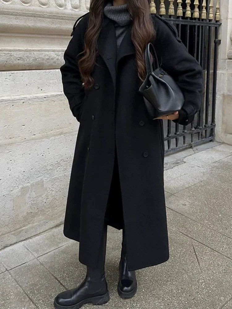Women’s Full-Length Double-Breasted Oversized Trench Coat
