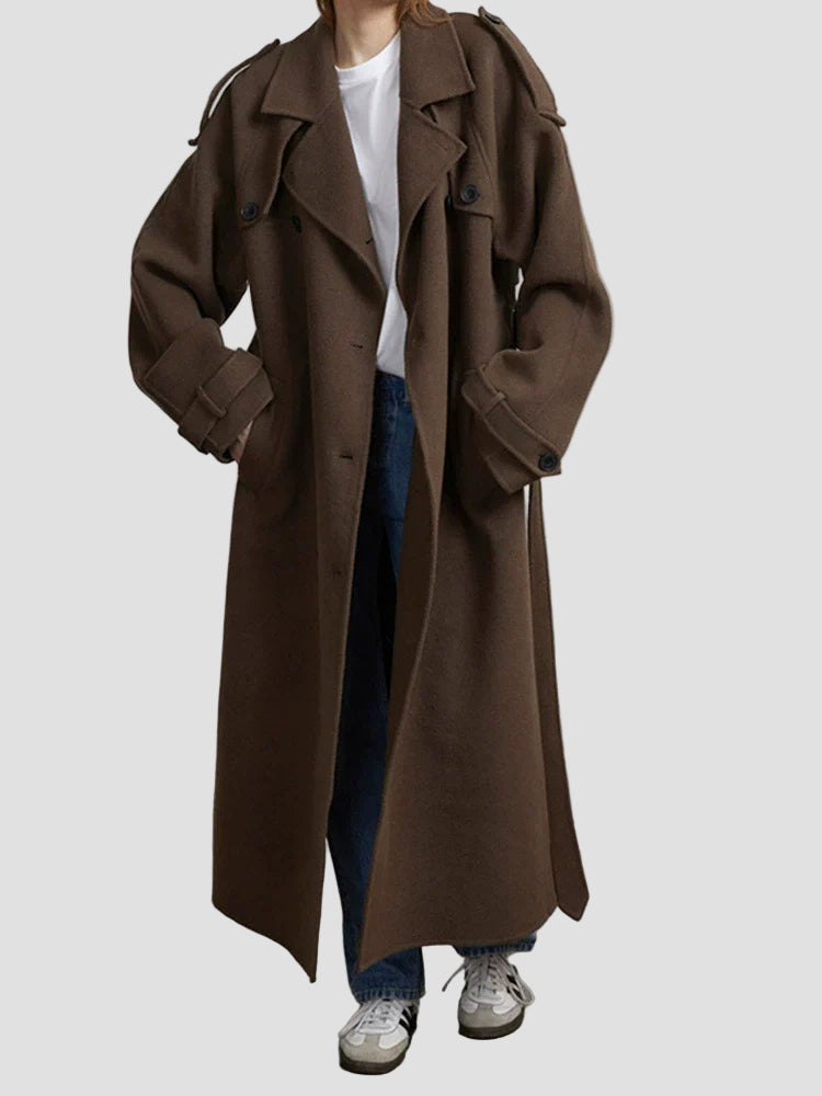 Women’s Full-Length Double-Breasted Oversized Trench Coat