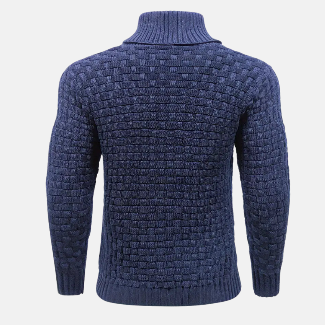 Men’s Textured Knit Jumper with Shawl Collar