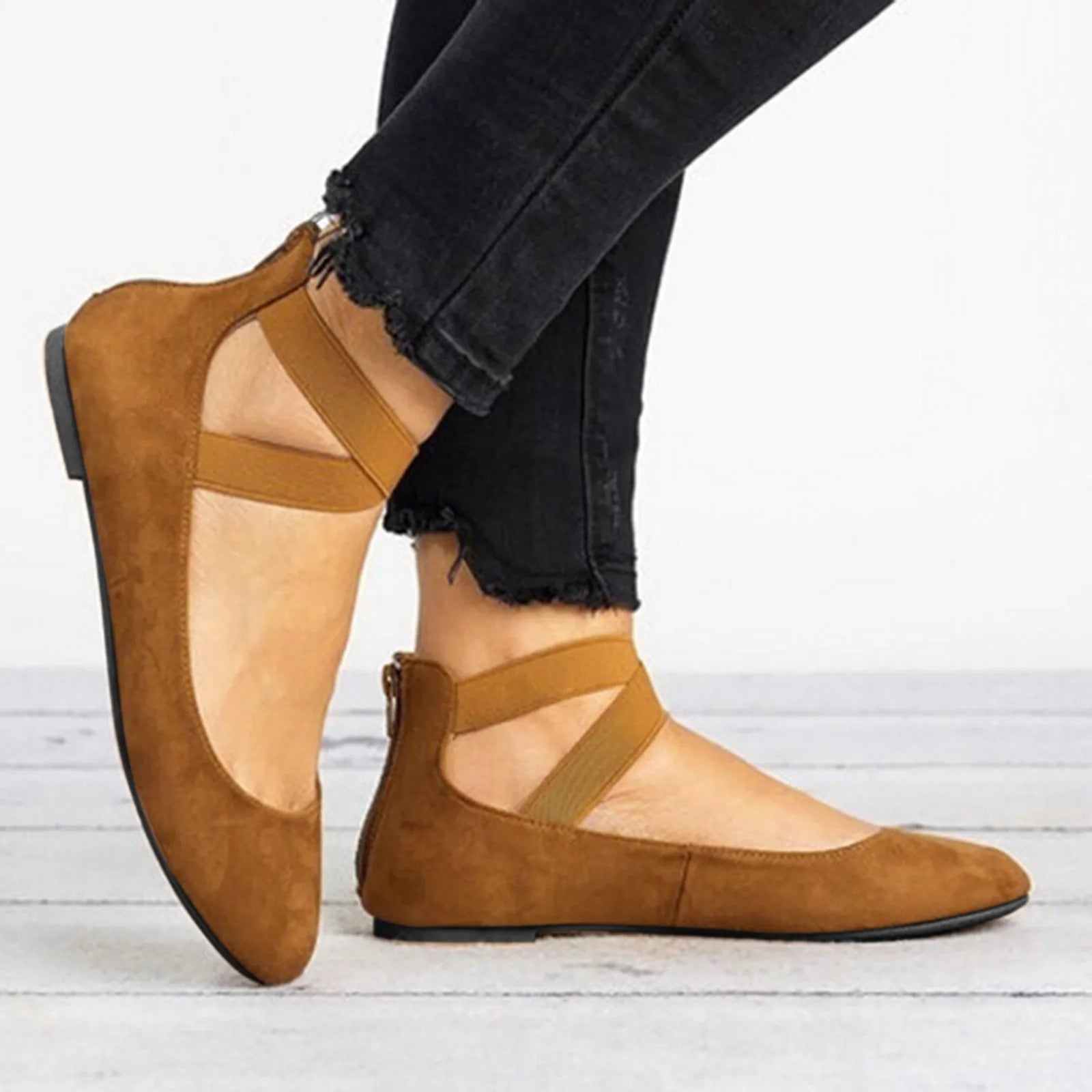 Olivia | Black Ballet Flats for Women with Cross-Strap Design 5