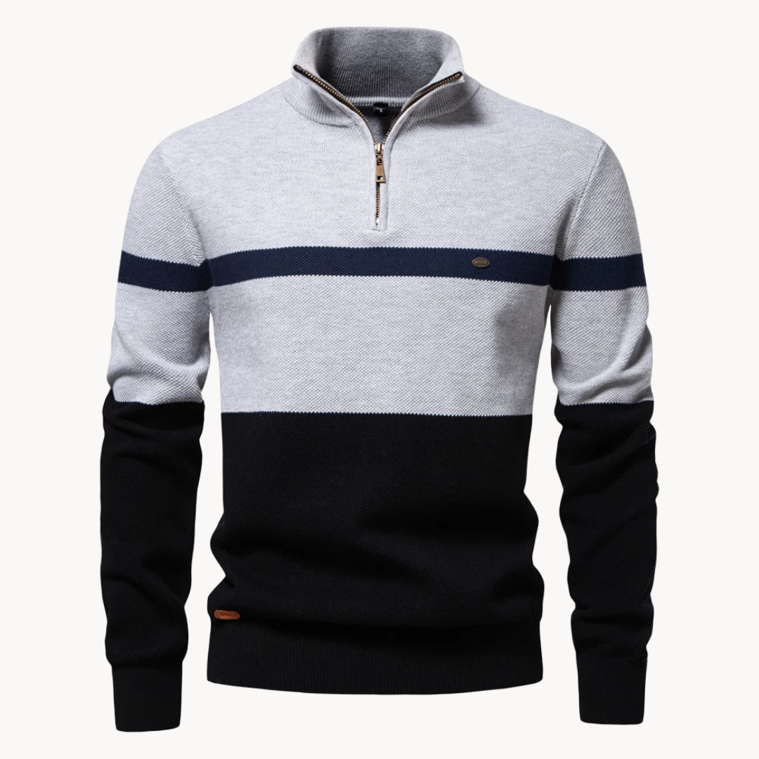 Men’s Color Block Quarter-Zip Knit Jumper