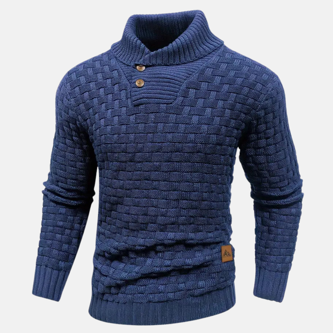 Men’s Textured Knit Jumper with Shawl Collar