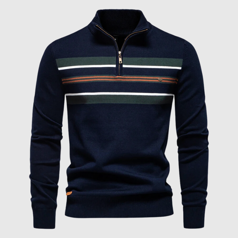 Men’s Half-Zip Striped Knit Jumper