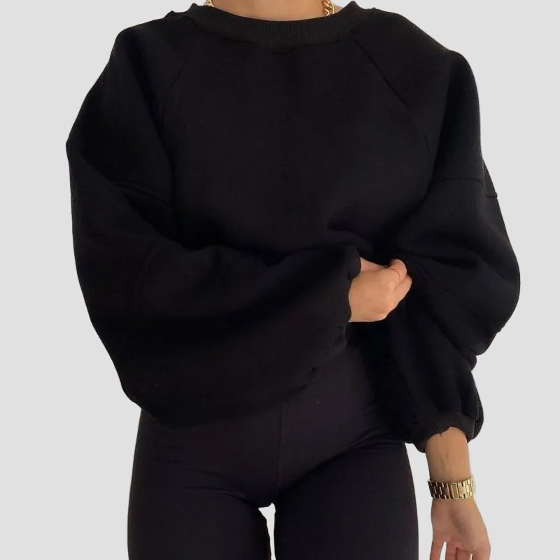 Women’s Loose Fit Round Neck Balloon Sleeve Jumper