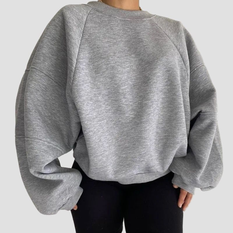 Women’s Loose Fit Round Neck Balloon Sleeve Jumper